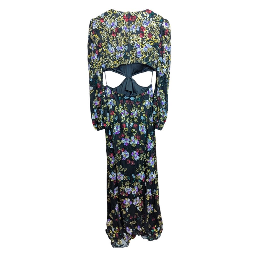 Mac Duggal Floral Sequin Cutout Gown Size 10 – Black Multicolor Long Dress NWT - Picture 6 of 7